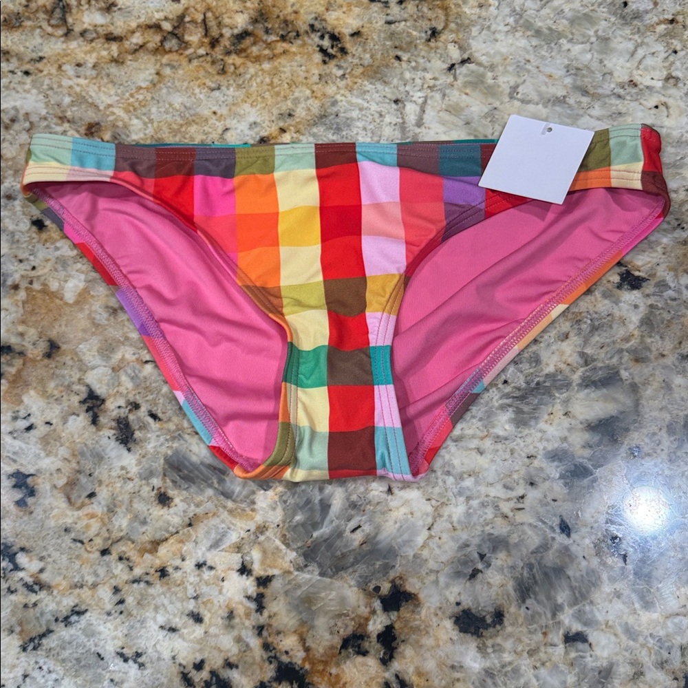 NWOT Kate Spade Multicolor Checkered Bikini Bottom Size Medium